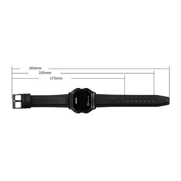 SKMEI 1650 Leather Strap Version LED Digital Display Electronic Watch with Touch Luminous Button(Silver)