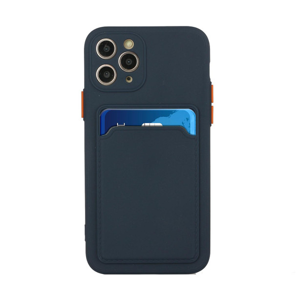 Card Slot Design Shockproof TPU Protective Case - iPhone 11 Pro(Dark Blue)