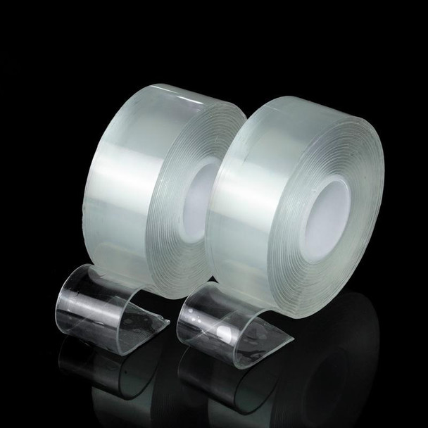 2 PCS 1x30x5000mm Transparent Double-Sided Adhesive Nanotic Tape Water Washing Non-Trace Tape