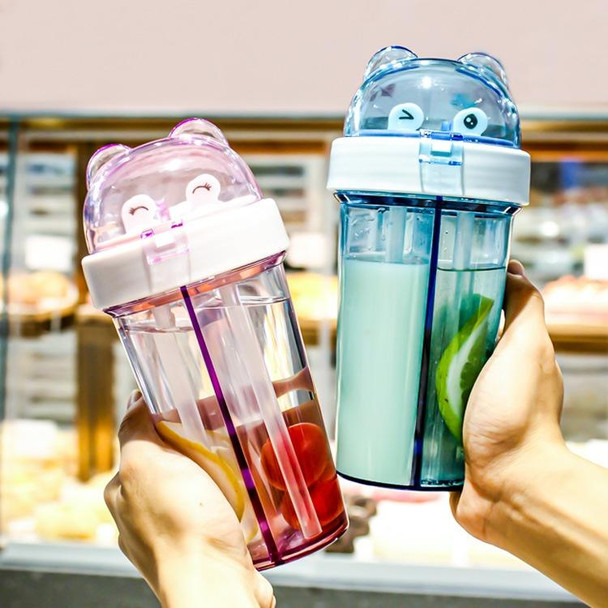 MTUTU Dual-Purpose Straw Cup Children Plastic Water Bottle Student Couple Water Cup, Capacity: 420ml(Pink)