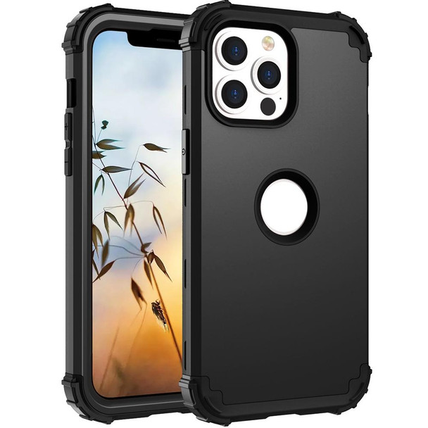 3 in 1 Shockproof PC + Silicone Protective Case - iPhone 13 Pro Max(Black)