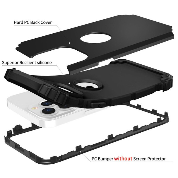 3 in 1 Shockproof PC + Silicone Protective Case - iPhone 13 Pro Max(Black)