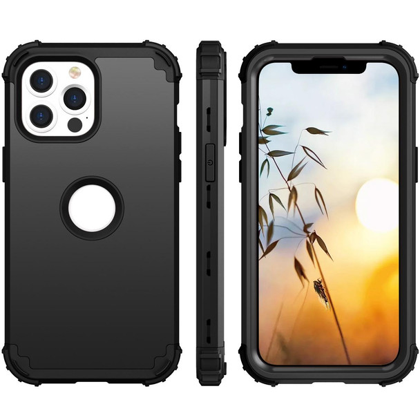 3 in 1 Shockproof PC + Silicone Protective Case - iPhone 13 Pro Max(Black)