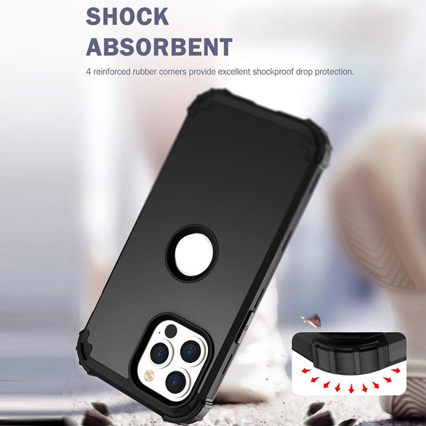 3 in 1 Shockproof PC + Silicone Protective Case - iPhone 13 Pro Max(Black)