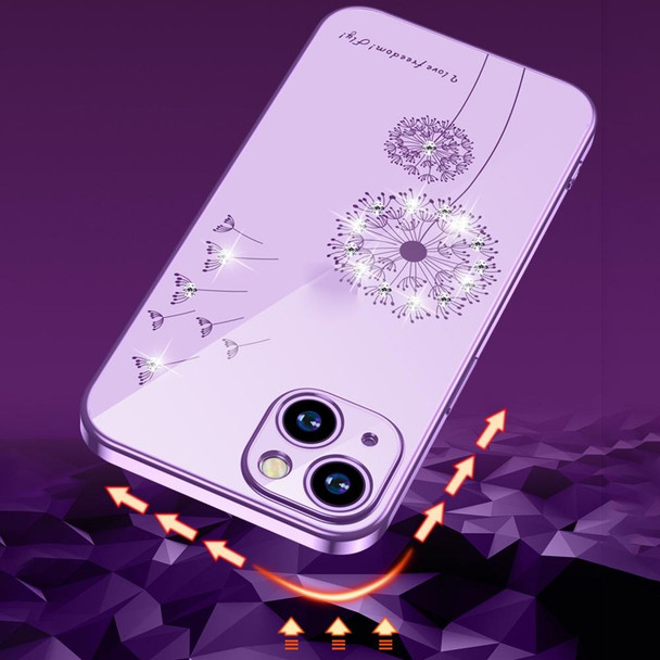 Electroplating Diamond Dandelion Pattern TPU Shockproof Protective Case - iPhone 13 Pro(Purple)