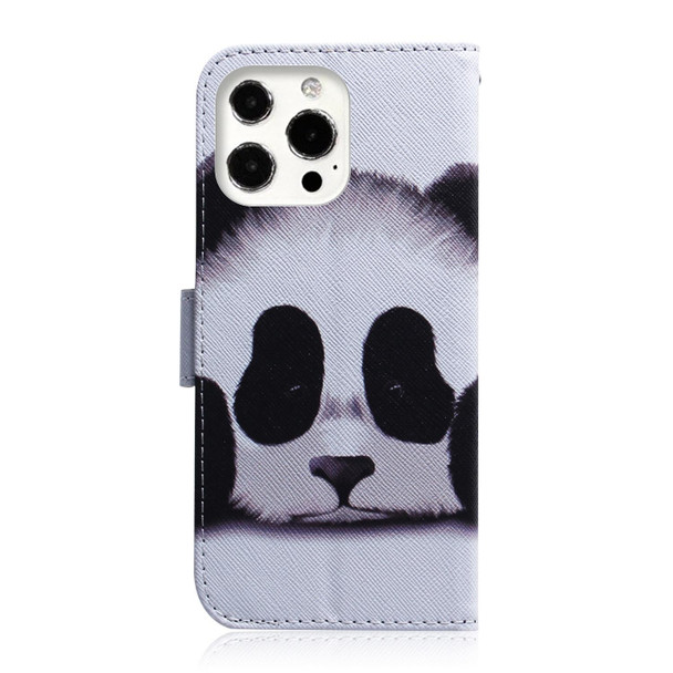 Coloured Drawing Horizontal Flip Leatherette Case, with Holder & Card Slots & Wallet - iPhone 13 Pro Max(Panda)