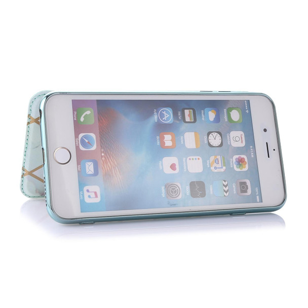 Bronzing Plating PU + TPU Horizontal Flip Leatherette Case with Holder & Card Slot - iPhone 6 Plus & 6s Plus(Green)