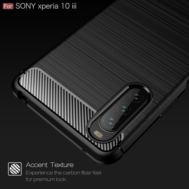 Sony Xperia 10 III Brushed Texture Carbon Fiber TPU Case(Navy Blue)