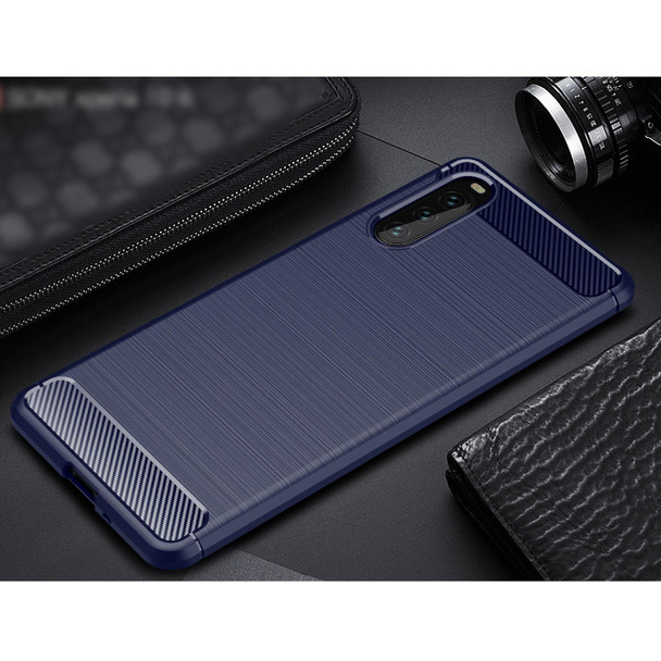 Sony Xperia 10 III Brushed Texture Carbon Fiber TPU Case(Navy Blue)