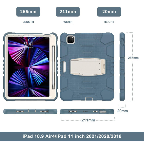 3-Layer Protection Screen Frame + PC + Silicone Shockproof Combination Tablet Case with Holder - iPad Pro 11 2021 / 2020 / 2018(Cornflower Blue)