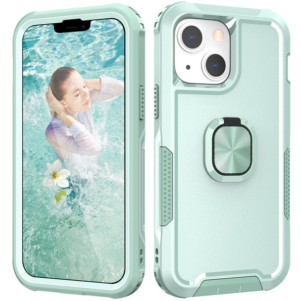 3 in 1 PC + TPU Phone Case with Ring Holder - iPhone 12 / 12 Pro(Mint Green)