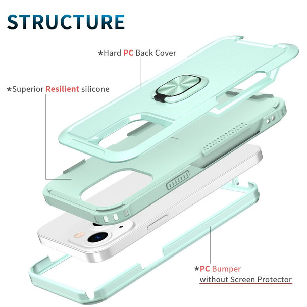 3 in 1 PC + TPU Phone Case with Ring Holder - iPhone 12 / 12 Pro(Mint Green)