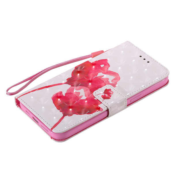 3D Painting Horizontal Flip Leatherette Case with Holder & Card Slot & Lanyard - iPhone 12 Pro Max(Red Rose)