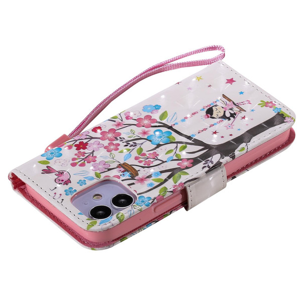 3D Painting Horizontal Flip Leatherette Case with Holder & Card Slot & Lanyard - iPhone 12 mini(Girl Under The Tree)