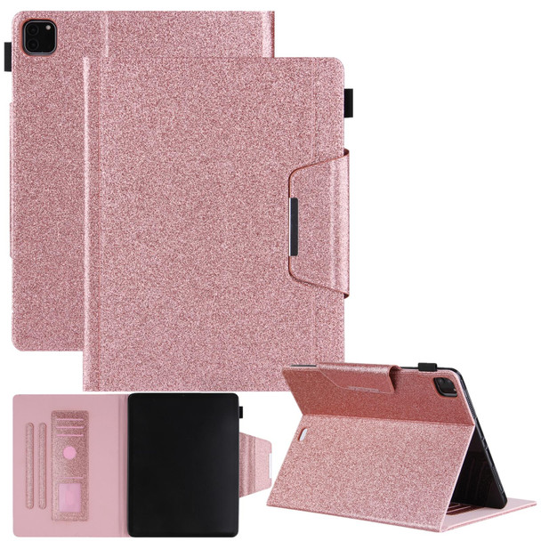 Glitter Powder Horizontal Flip Leather Tablet Case with Holder & Card Slot & Photo Frame & Wallet - iPad Pro 12.9 2021 / 2020 / 2018(Pink)