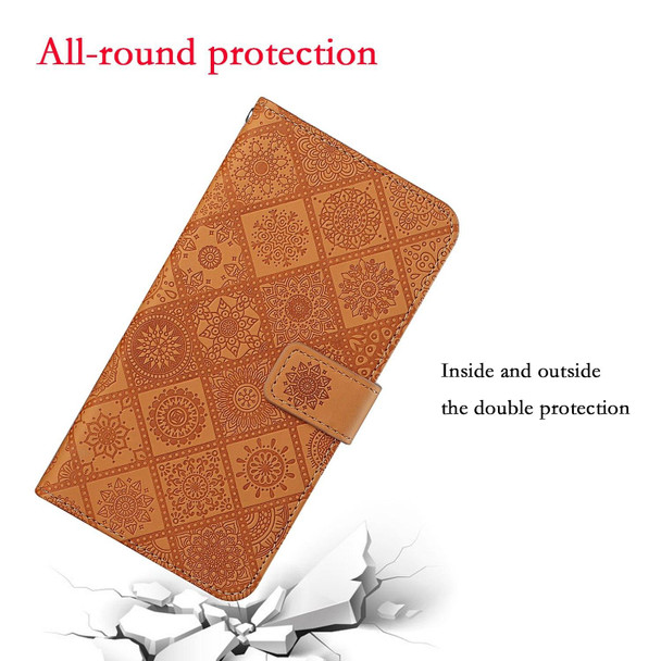 Ethnic Style Embossed Pattern Leatherette Phone Case - iPhone 13 mini(Brown)