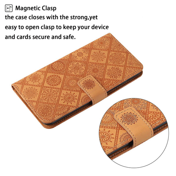 Ethnic Style Embossed Pattern Leatherette Phone Case - iPhone 13(Brown)