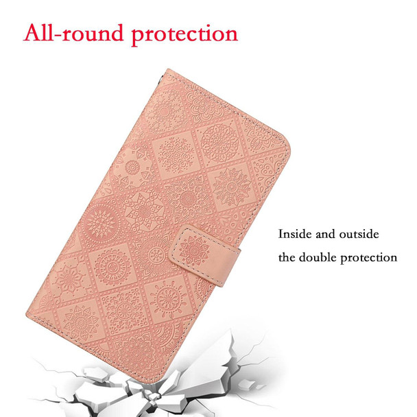 Ethnic Style Embossed Pattern Leatherette Phone Case - iPhone 13(Pink)