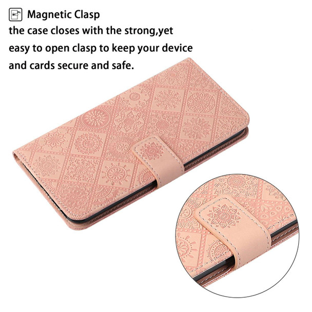 Ethnic Style Embossed Pattern Leatherette Phone Case - iPhone 13(Pink)