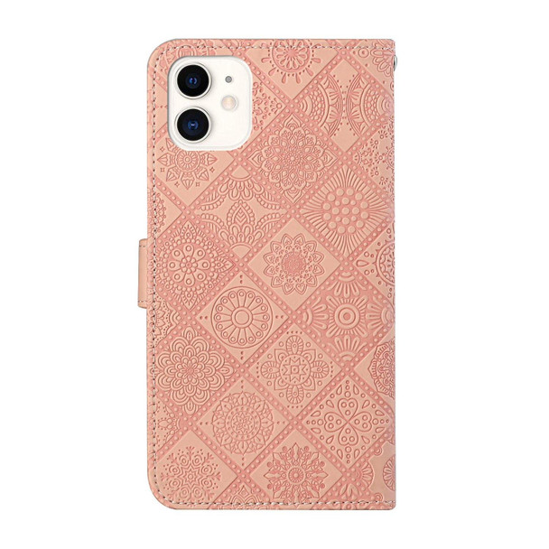 Ethnic Style Embossed Pattern Leatherette Phone Case - iPhone 13(Pink)