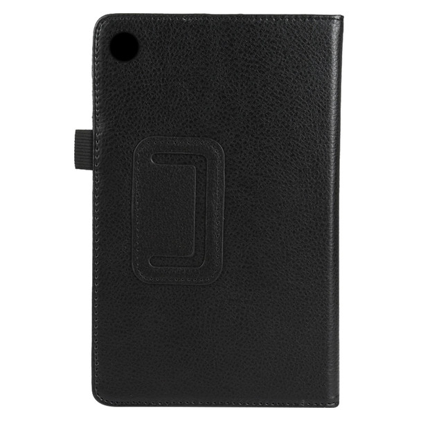 Lenovo Tab M7 Litchi Texture Solid Color Horizontal Flip Leather Case with Holder & Pen Slot(Black)