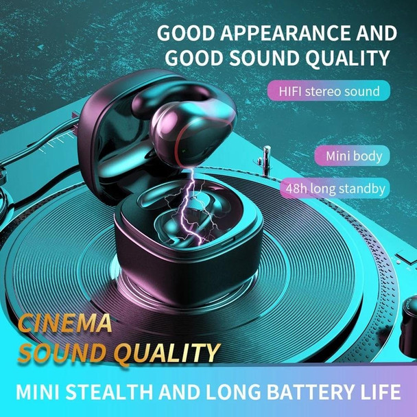 T25 Over-ear Bluetooth 5.0 Single-ear Invisible Wireless Earphone High Definition Call Super Long Standby Bone Conduction Earphone(Black)