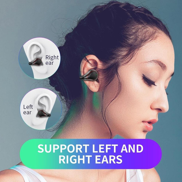 T25 Over-ear Bluetooth 5.0 Single-ear Invisible Wireless Earphone High Definition Call Super Long Standby Bone Conduction Earphone(White)