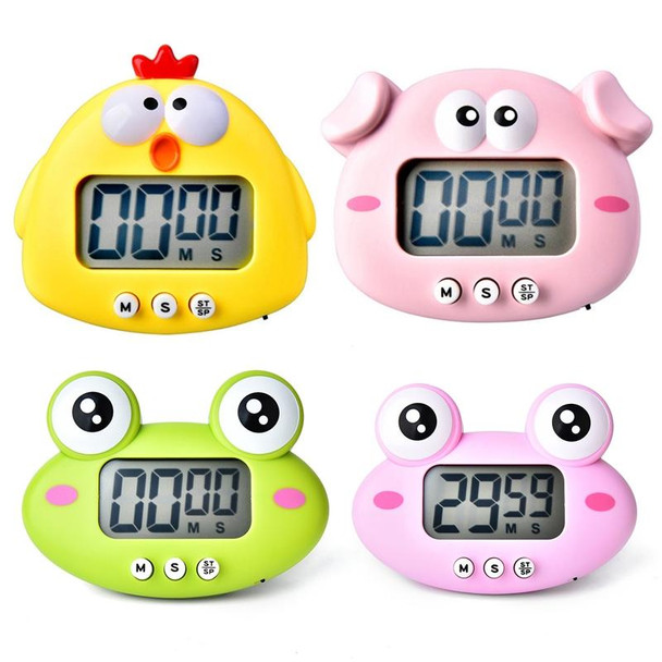 2 PCS Kitchen Baking Cartoon Animal Electronic Timer Alarm Clock Student Learning Timer(Yellow Chicken)