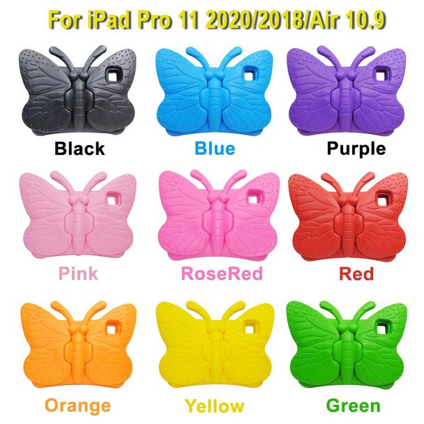 Butterfly Bracket Style EVA Children Shockproof Protective Case - iPad Air 2022 / 2020 10.9(Rose Red)