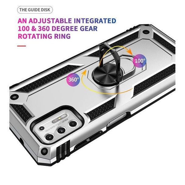Motorola Moto G Stylus (2021) Shockproof TPU + PC Protective Case with 360 Degree Rotating Holder(Silver)