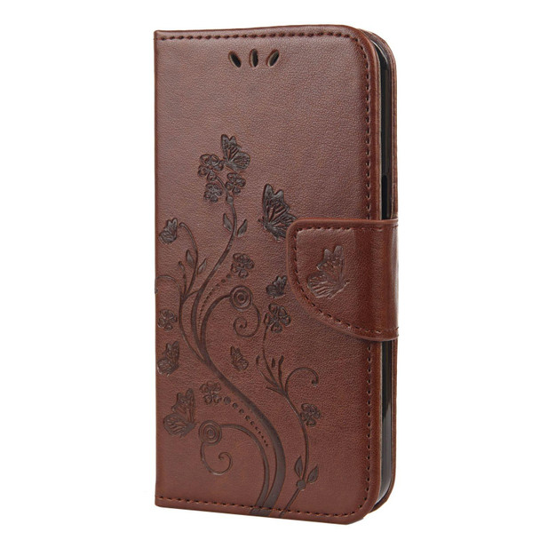 Butterfly Flower Pattern Horizontal Flip Leatherette Case with Holder & Card Slots & Wallet - iPhone 13 Pro Max(Brown)