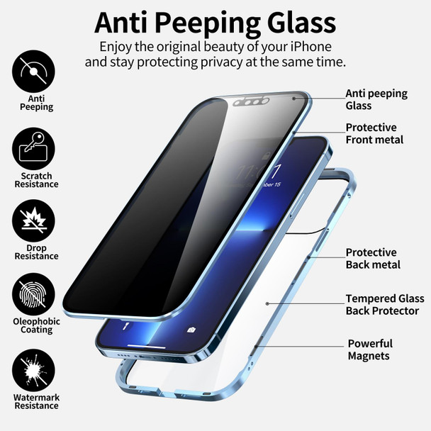 Anti-peeping Magnetic Metal Frame Double-sided Tempered Glass Phone Case - iPhone 13 mini(Black)
