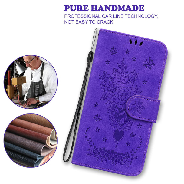 Butterfly Rose Embossed Leatherette Phone Case - iPhone 13(Purple)