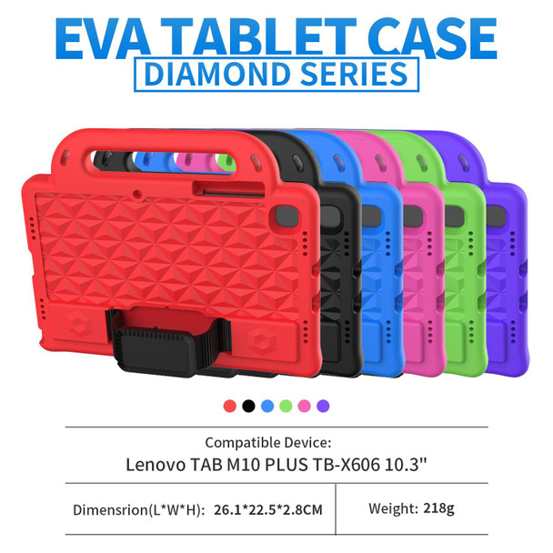 Lenovo Tab M10 Plus TB-X606 10.3 Diamond Series EVA Anti-Fall Shockproof Sleeve Protective Shell Case with Holder & Strap(Black)