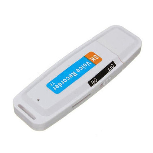 SK001 Professional Rechargeable U-Disk Portable USB Digital Audio Voice Recorder Pen Support TF Card Up to 32GB Dictaphone Flash Drive(White)