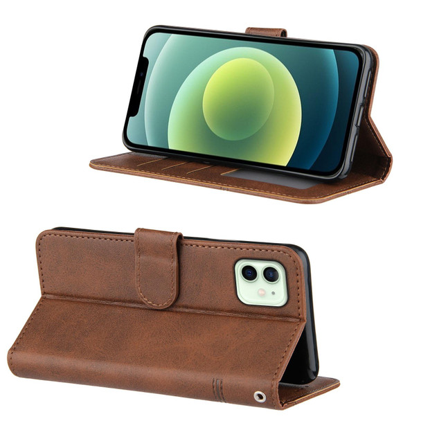 Stitching Calf Texture Buckle Horizontal Flip Leather Case with Holder & Card Slots & Wallet & Lanyard - iPhone 12 mini(Brown)