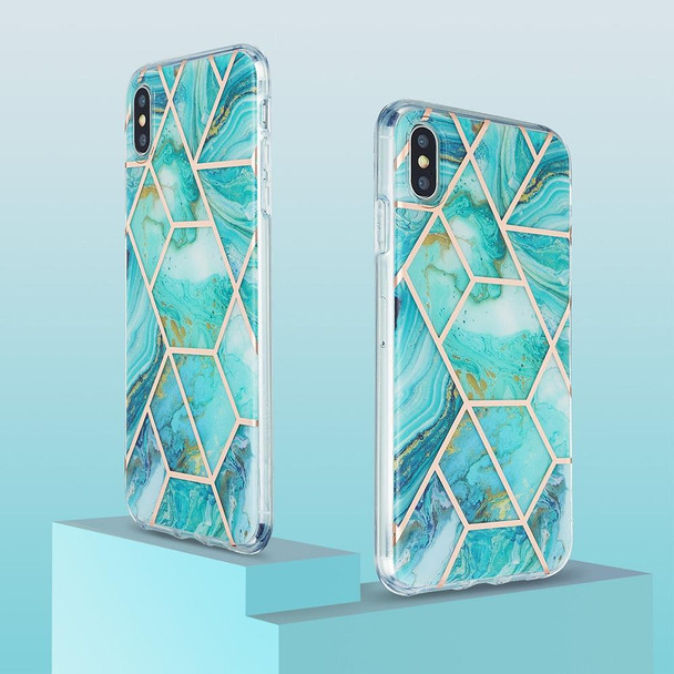 3D Electroplating Marble Pattern TPU Protective Case - iPhone XS Max(Green)