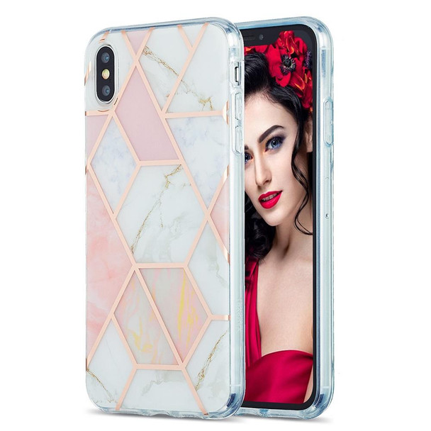 3D Electroplating Marble Pattern TPU Protective Case - iPhone XS Max(Pink)
