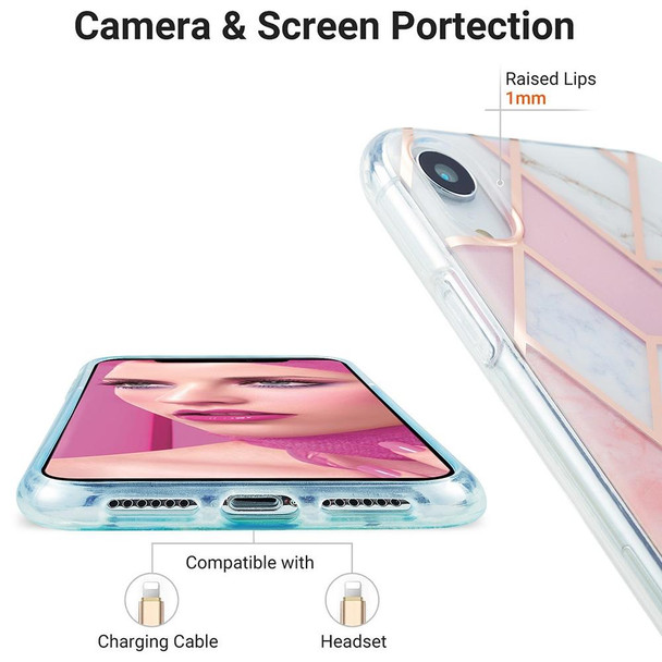 3D Electroplating Marble Pattern TPU Protective Case - iPhone XR(Pink)