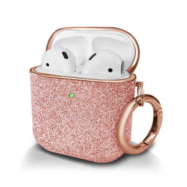 Electroplating Glitter Powder Wireless Earphone Protective Case - AirPods 1 / 2(Rose Gold)