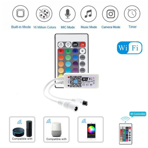 Smart Phone Control Music and Timer Mode Home Mini WIFI LED RGB Controller, type:RGBW Controller