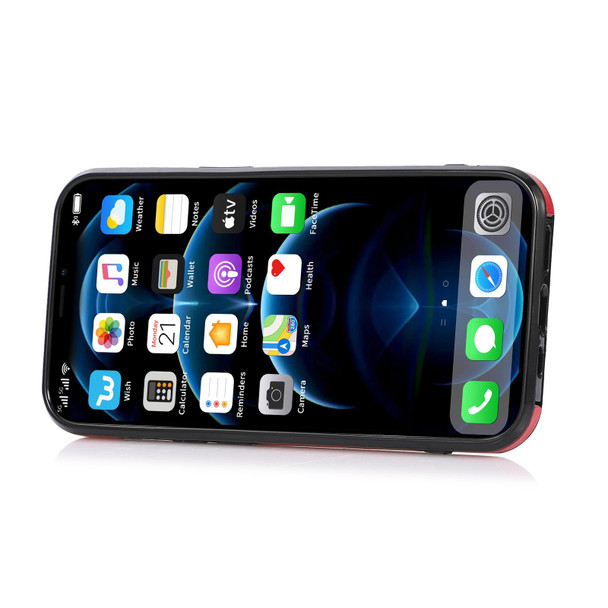 Fashion Buckle Protective Case with Holder & Card Slot & Wallet & Lanyard - iPhone 13 mini(Red)