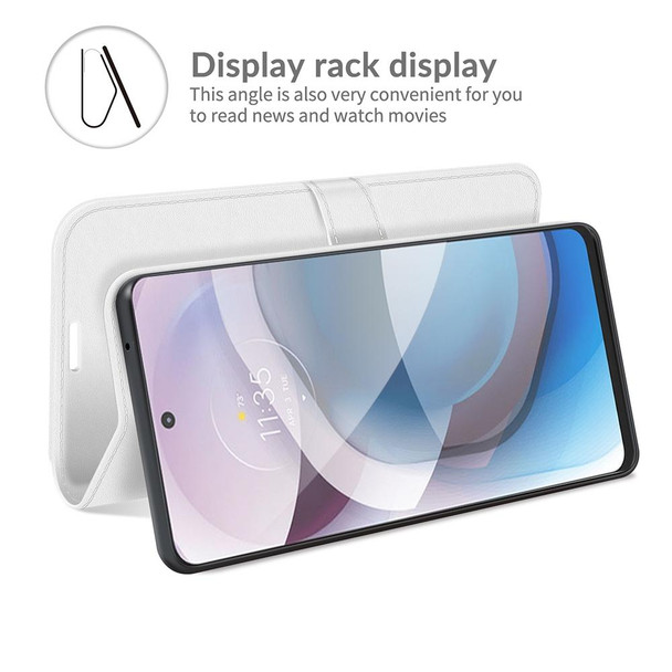 Motorola One 5G Ace R64 Texture Single Horizontal Flip Protective Case with Holder & Card Slots & Wallet& Photo Frame(White)