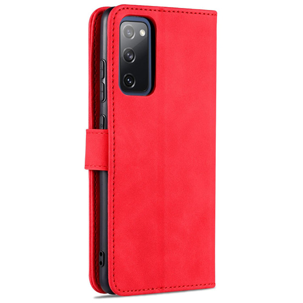 Samsung Galaxy S20 FE / S20 Lite / S20 Fan Edition / S20 FE 5G / S20 FE 2022 AZNS Skin Feel Calf Texture Horizontal Flip Leather Case with Card Slots & Holder & Wallet(Red)