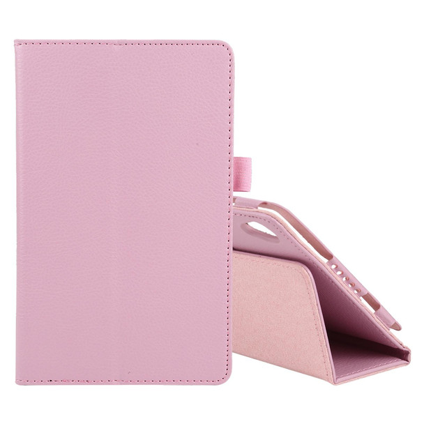 Lenovo Tab M8 Litchi Texture Solid Color Horizontal Flip Leather Case with Holder & Pen Slot(Pink)
