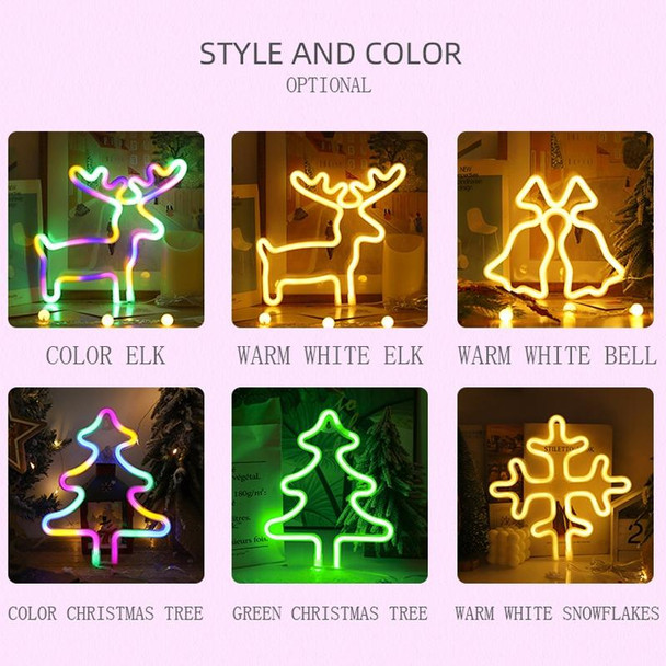 Christmas Decoration Neon Lights Wall-Mounted Ornaments, Spec: Elk-Warm Light