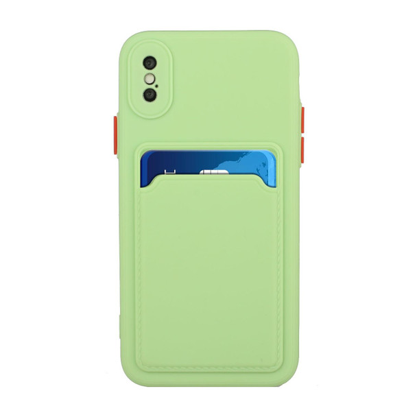 Card Slot Design Shockproof TPU Protective Case - iPhone X / XS(Green)