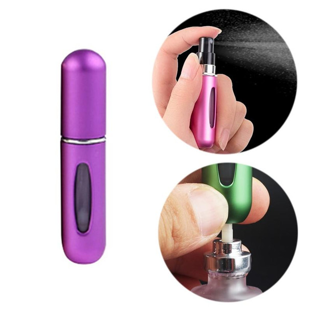 Portable Mini Aluminum Refillable Perfume Bottle Spray Empty Cosmetic Containers Atomizer, Capacity:5ml(Purple)