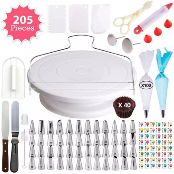 205 in 1 Cake Decorating Turntable Set Cake Decorating Mouth Baking Utensils