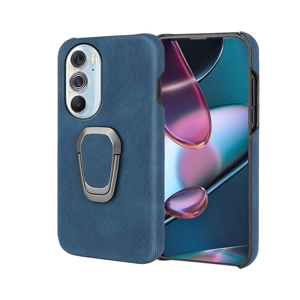 Motorola Moto Edge X30 Ring Holder PU Phone Case(Blue)